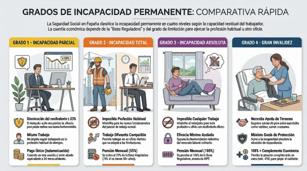 Comparativa de incapacidad permanente