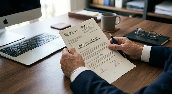 Documento oficial de alta médica sobre un escritorio para impugnación