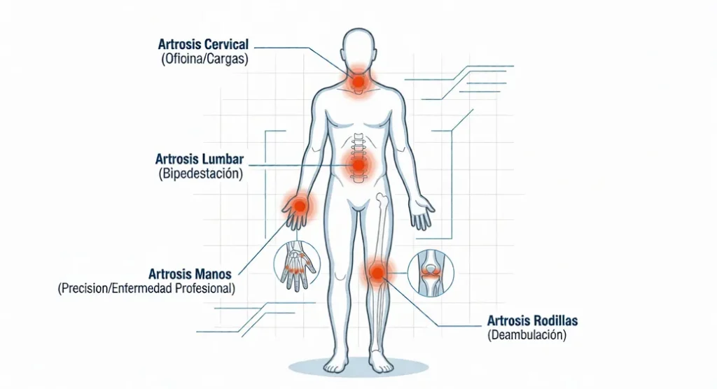incapacidad permanente por artrosis columna rodilla cervical manos
