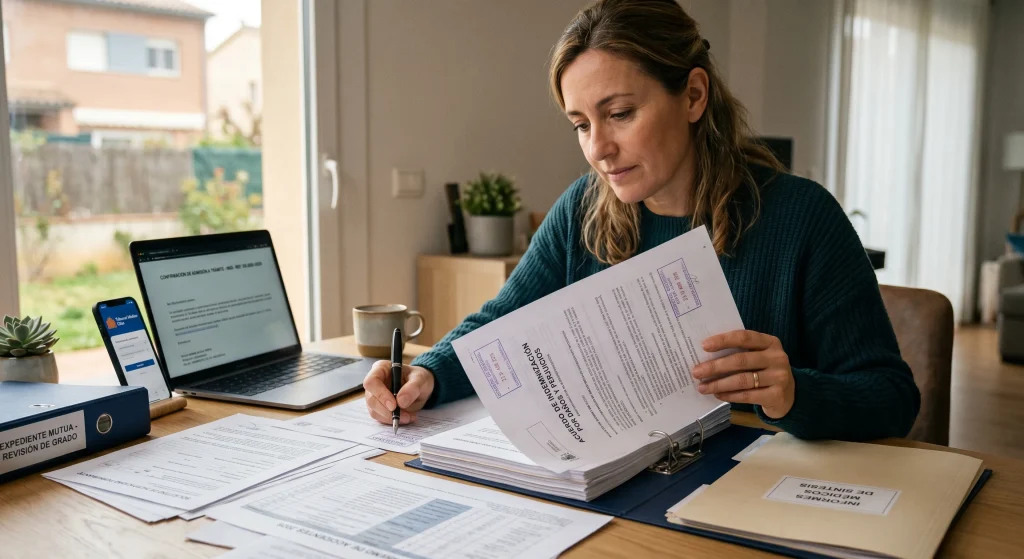 persona revisando resolución de incapacidad permanente del INSS