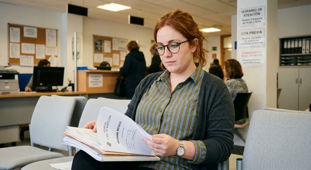 persona esperando citación tribunal médico ICAM Cataluña"
