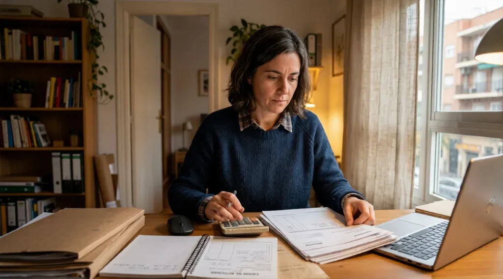 Trabajadora autónoma gestionando su cese de actividad