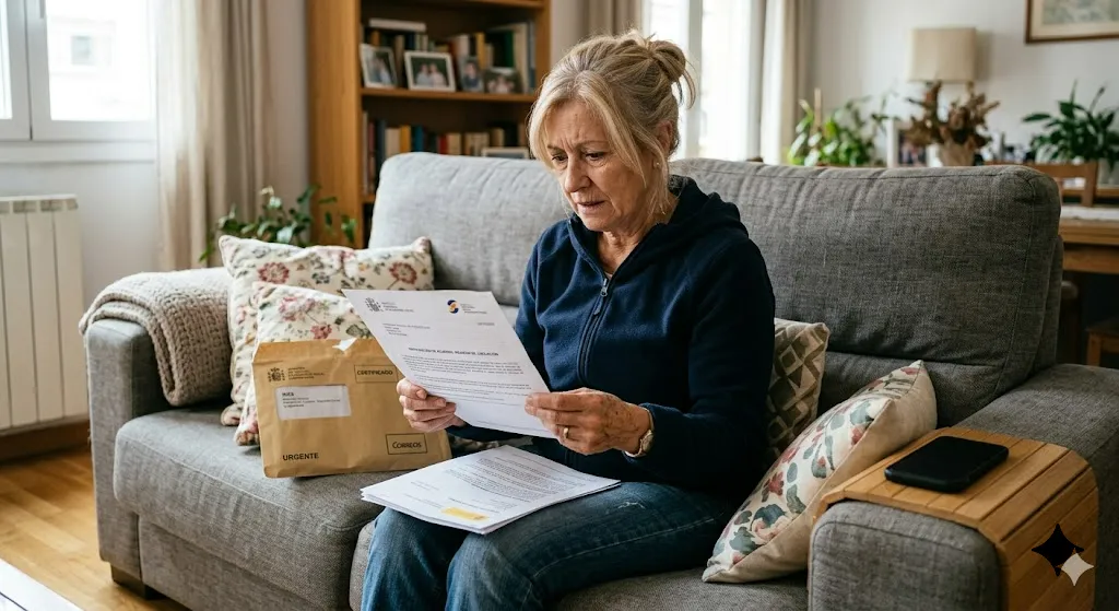 Mujer revisando resolución de incapacidad permanente total no revisable del INSS