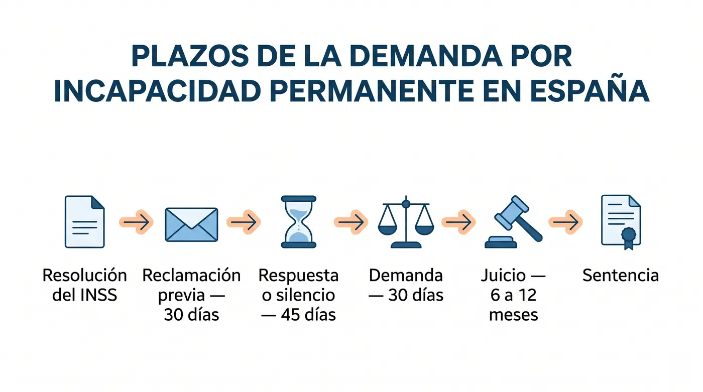 Plazos de la demanda por incapacidad permanente: de la resolución del INSS a la sentencia