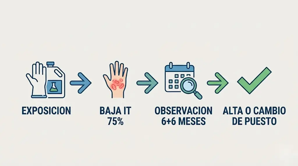 Proceso de la dermatitis de contacto como enfermedad profesional, de la baja al alta