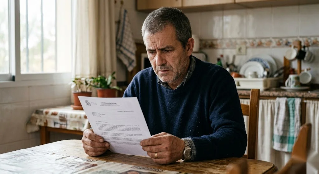 Trabajador revisando la carta de despido recibida durante su baja médica