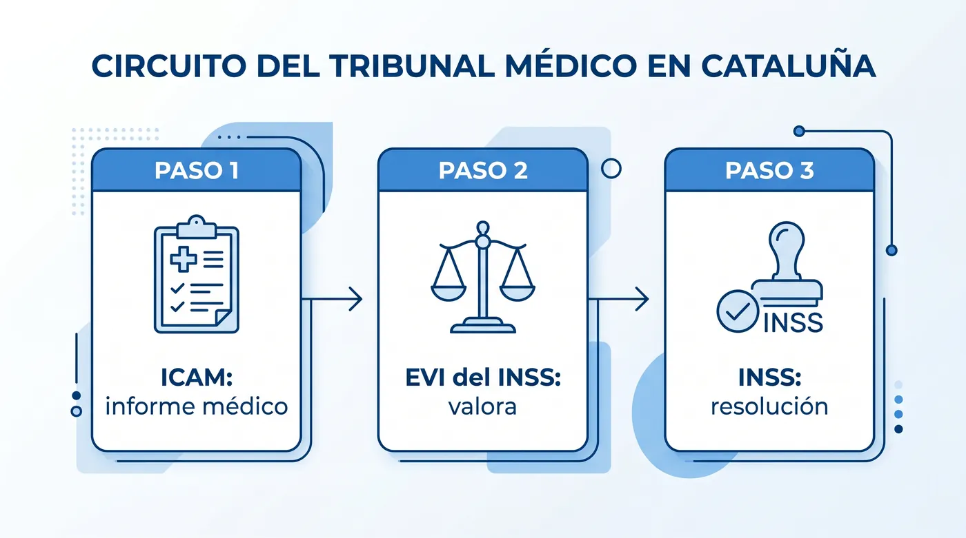 Circuito del tribunal médico en Cataluña: ICAM, EVI e INSS