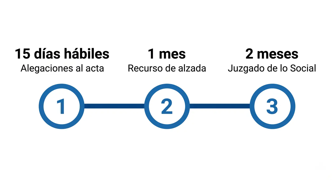 Plazos para impugnar una sanción de la Inspección de Trabajo por accidente laboral: 15 días hábiles, 1 mes y 2 meses