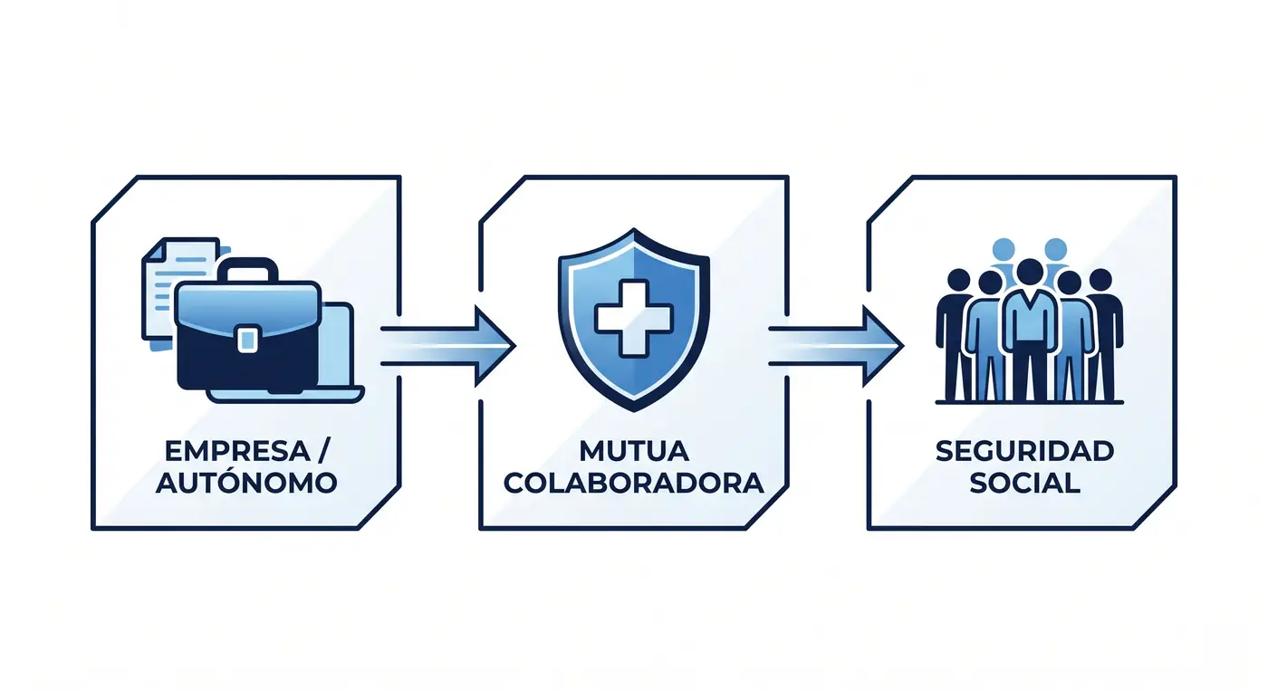 Esquema de funcionamiento de las mutuas colaboradoras con la Seguridad Social en España