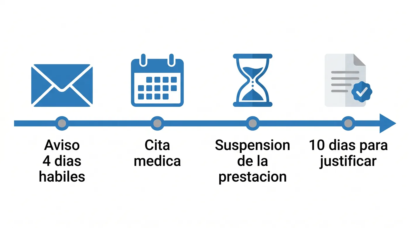 Plazos de la citación de la mutua: aviso de 4 días, suspensión y 10 días para justificar