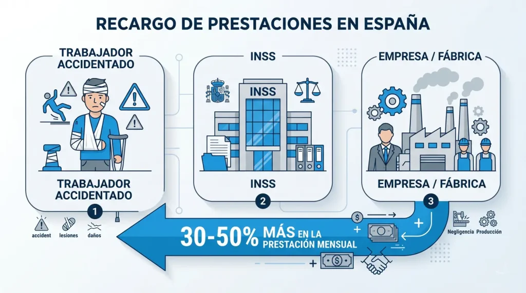 Infografía: cómo funciona el recargo de prestaciones entre trabajador, empresa e INSS
