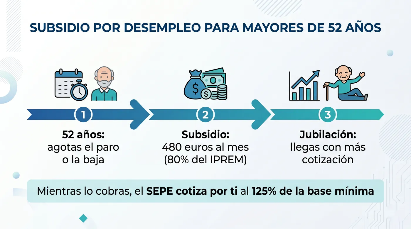 Cómo el subsidio de mayores de 52 años cotiza para la jubilación en 2026
