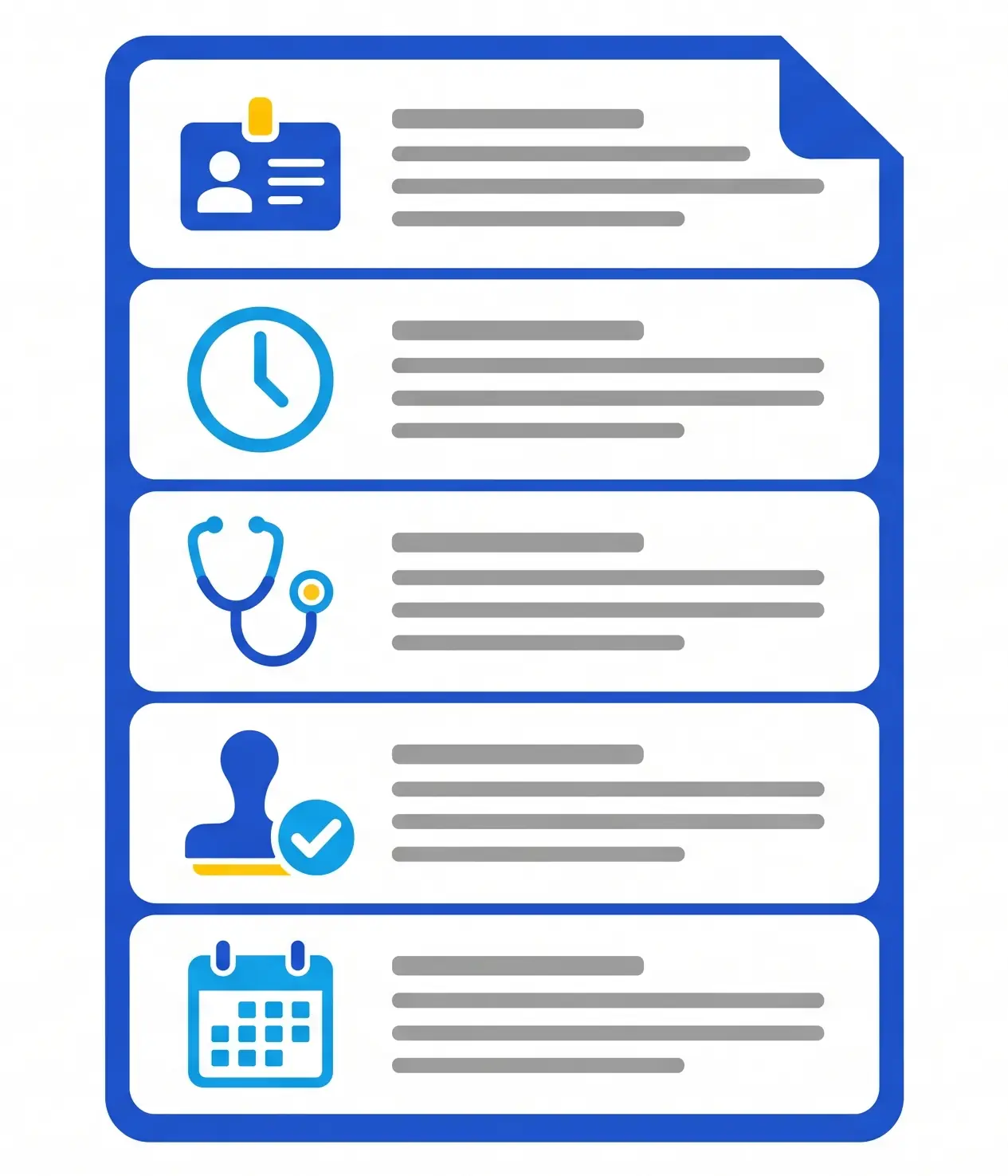 Infografía: las cinco partes de una resolución del INSS sobre incapacidad permanente — encabezado con los datos del expediente, antecedentes, dictamen del EVI, lo que resuelve con sus datos económicos y el pie con el plazo de 30 días para reclamar